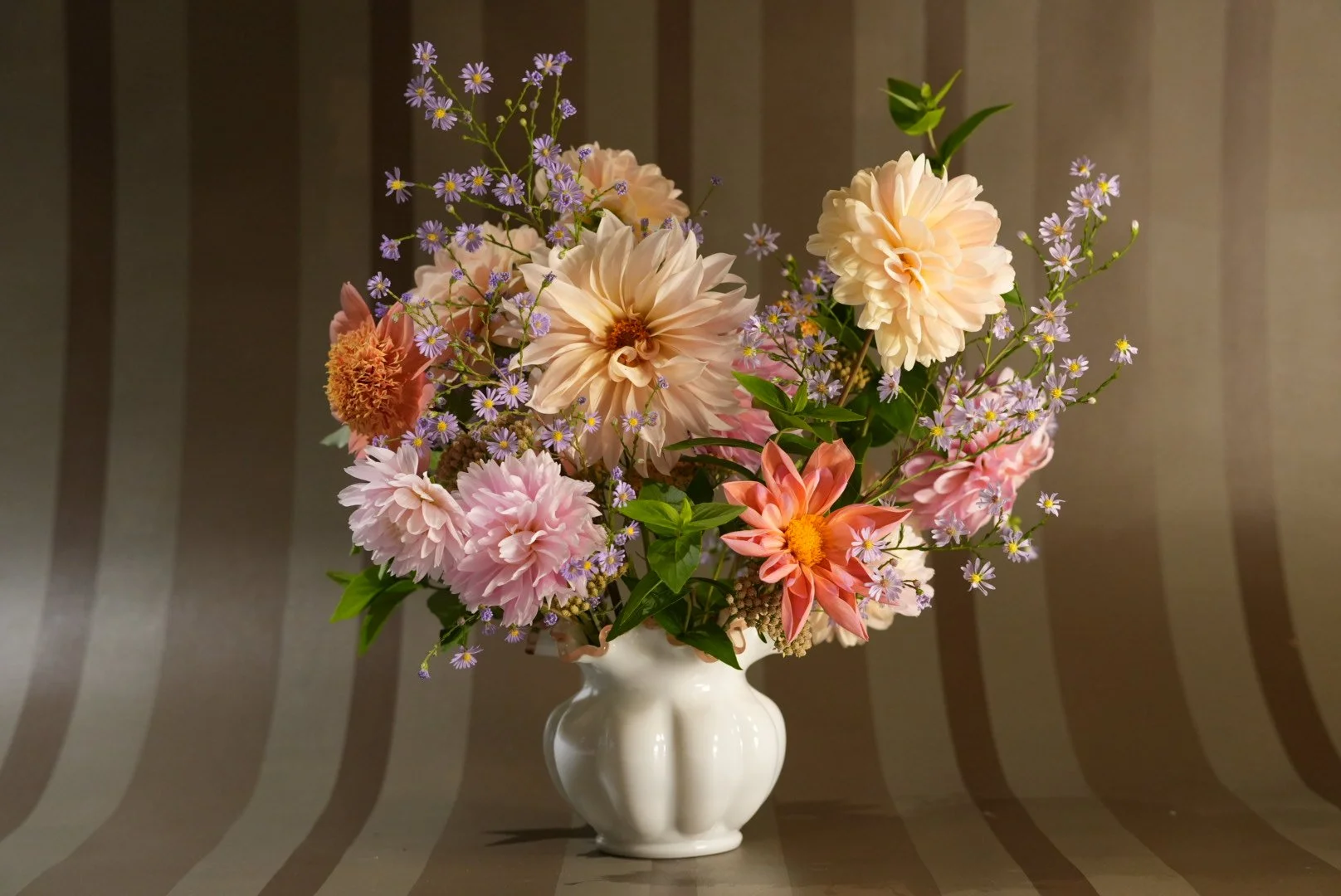 Aster, mint, and more dahlias. All grown on the fourth floor.
