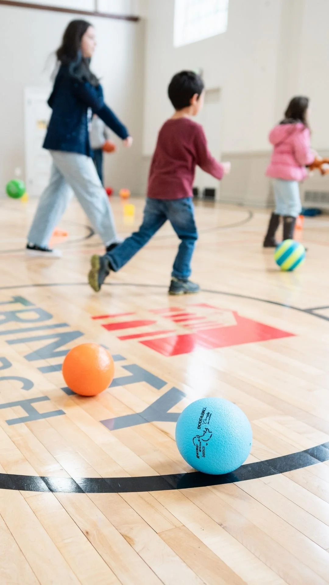 gym ball kids playing