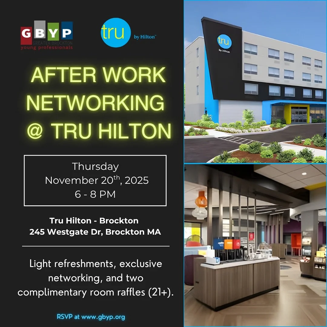 We&rsquo;re bringing an elevated edition of After Work Networking Nights to Brockton&rsquo;s newest hotel.

Join us at @trubyhilton @ Westgate Mall for a curated evening of light refreshments, great energy, and exclusive first-look access to one of t