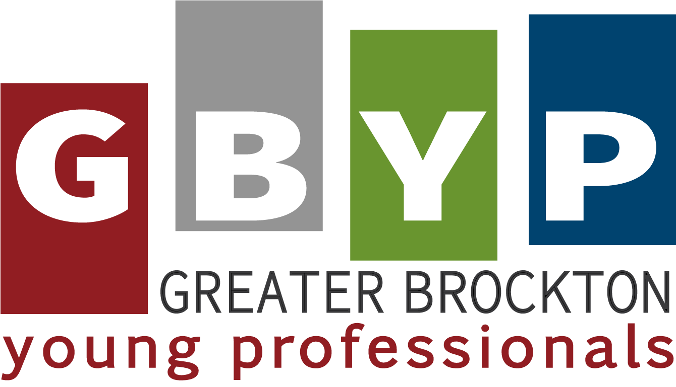 GBAYP Greater Brockton Young Professionals logo with colorful blocks and text.