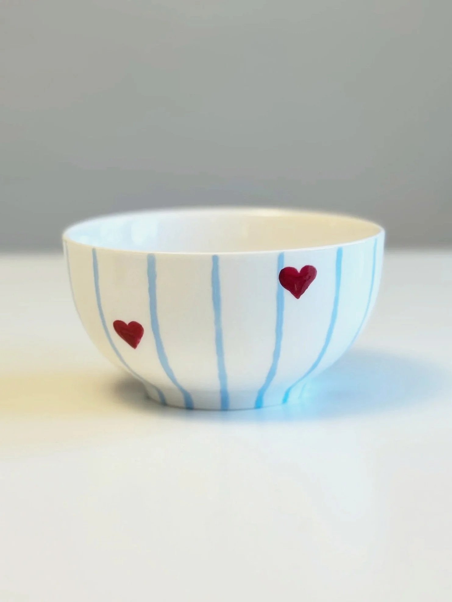 hearts with blue stripes | mini bowl