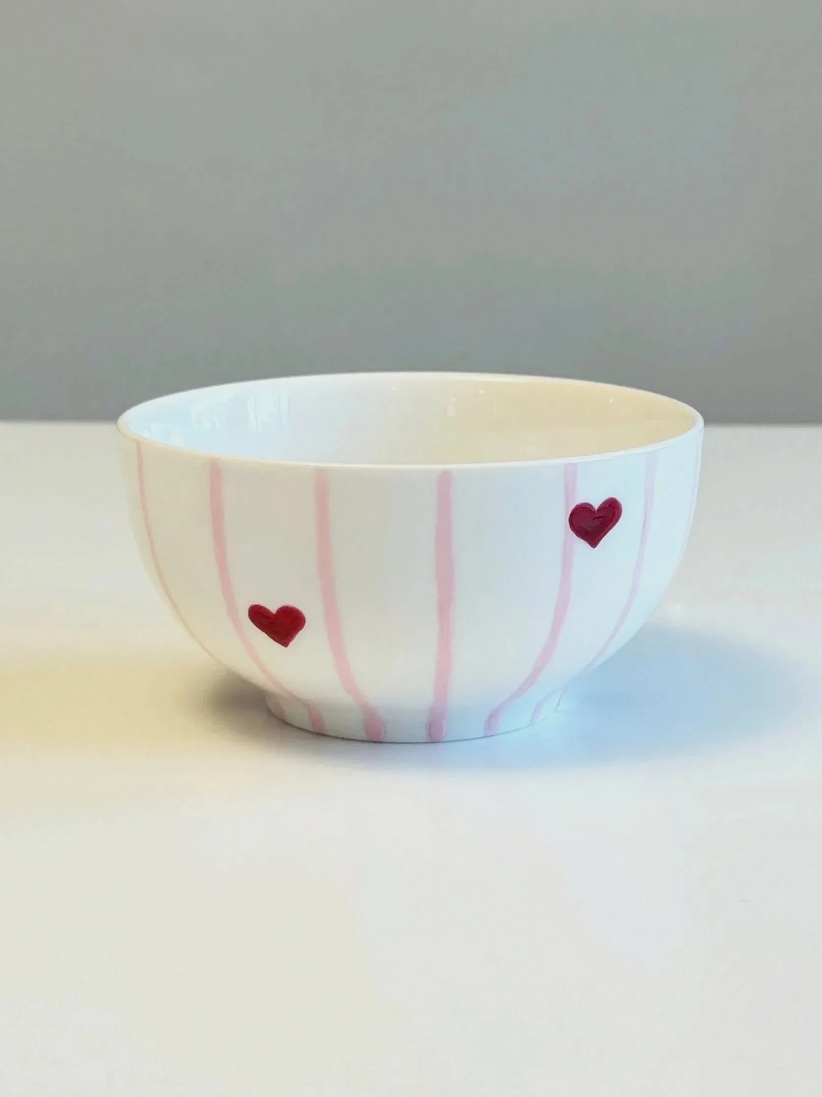 hearts with pink stripes | mini bowl