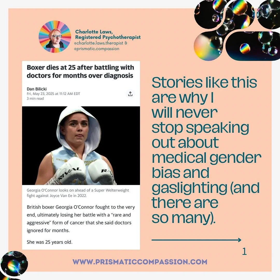 There are thousands of stories of medical gender bias and gaslighting. So many women and AFAB people are not taken seriously, dismissed, and traumatized by medical professionals who have been trained in ways from the Stone Age. It needs to stop and w