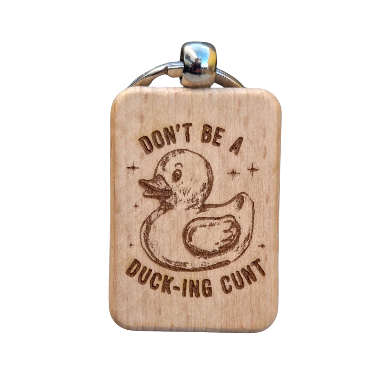 Humorous Duck Wooden Keychain