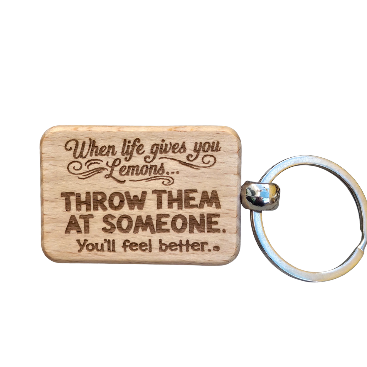 Lemon Laughs Laser Engraved Keychain