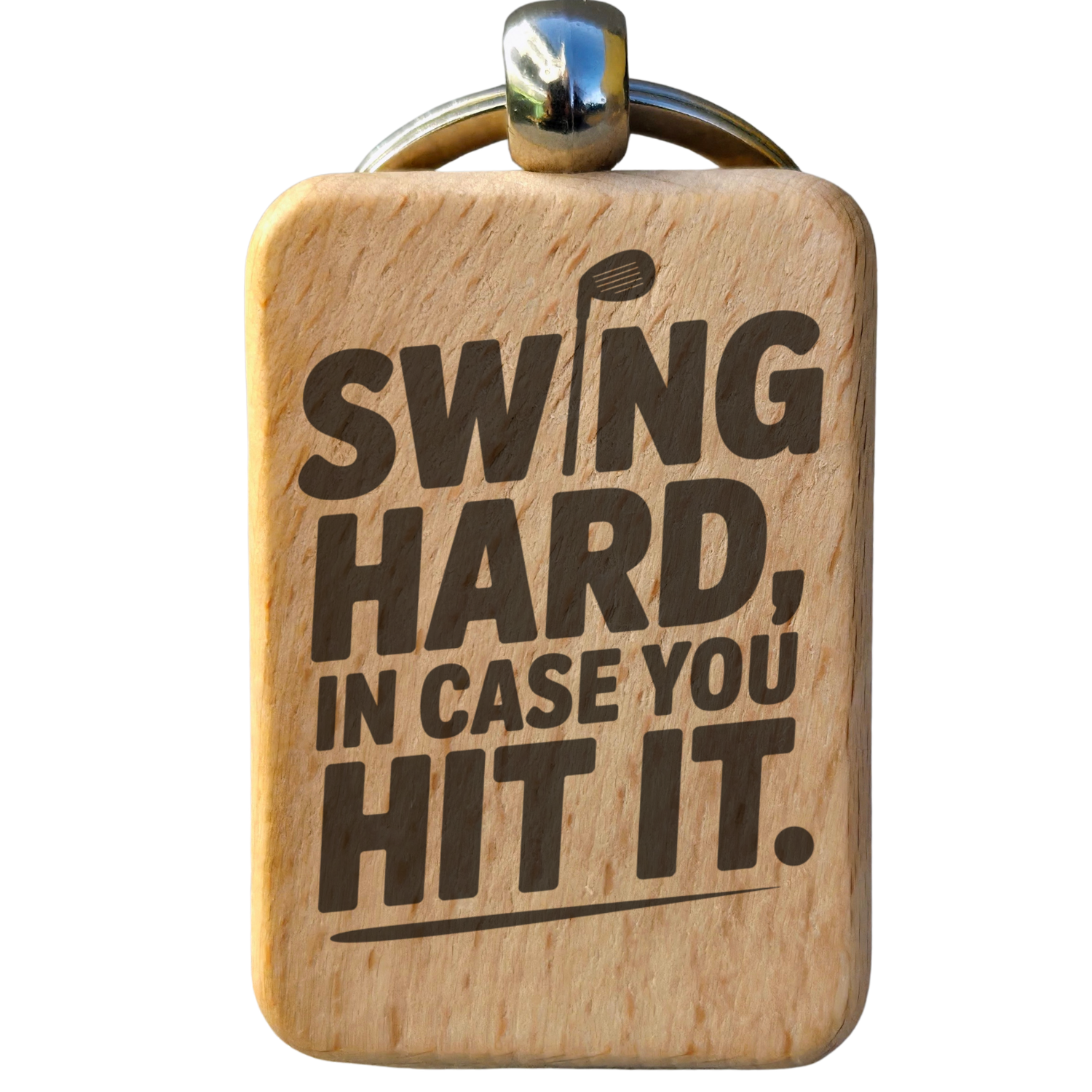 Swing Hard Wooden Keychain