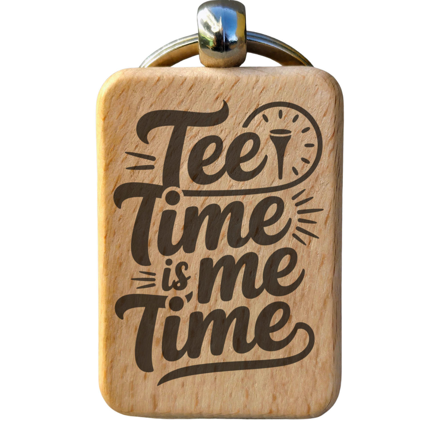 Tee Time Wooden Keychain