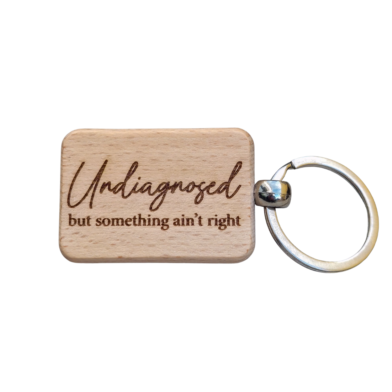 Quirky Laser Engraved Wooden Keychain