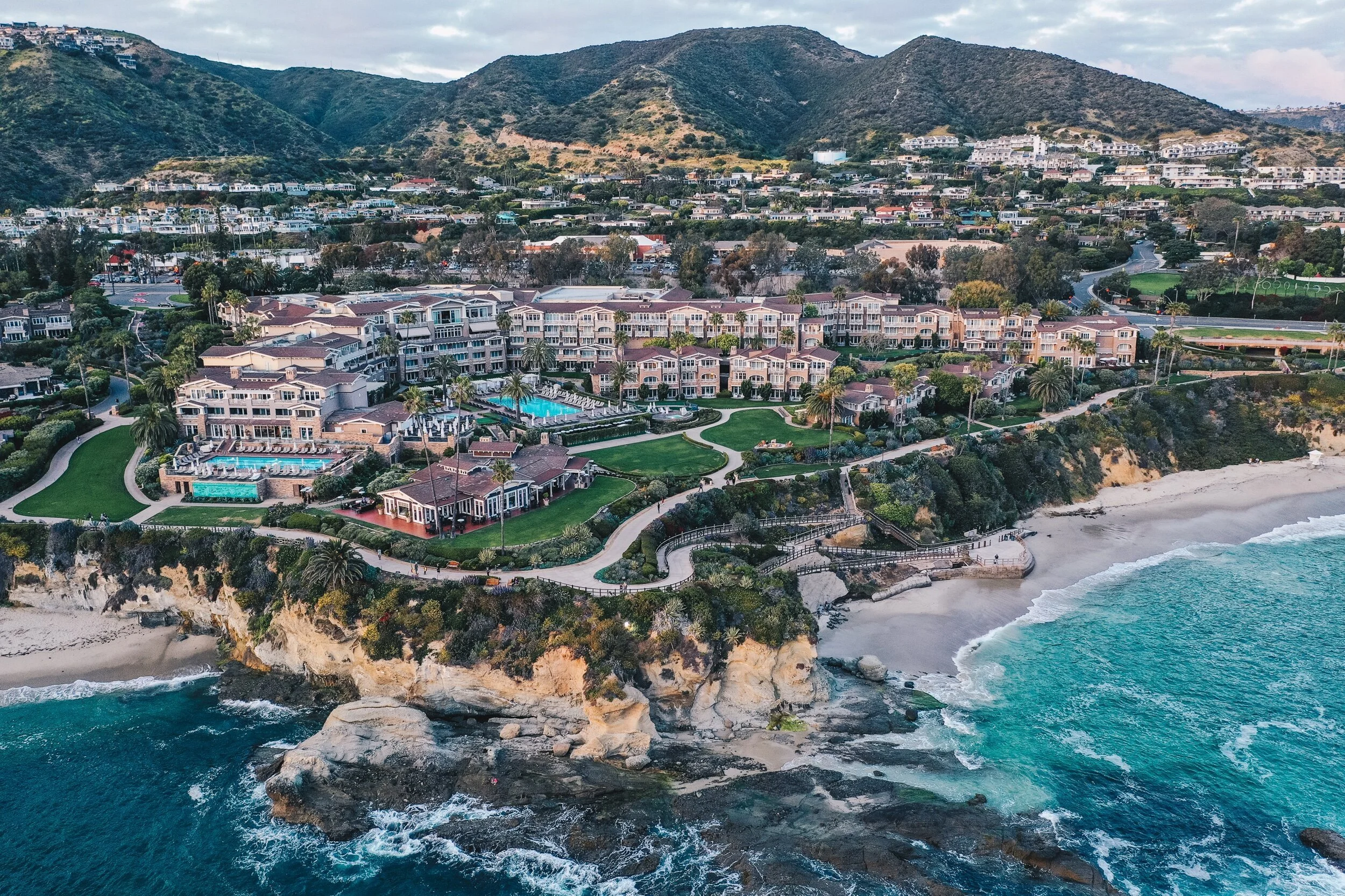 Aerial View of Cliffside Resort by the Sea