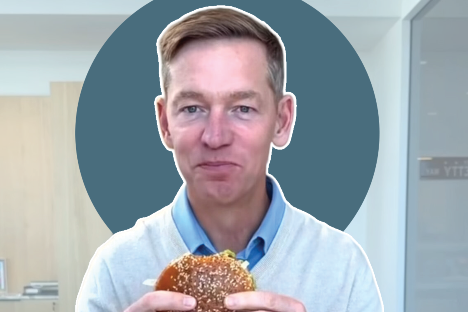 McDonald's CEO eating a burger