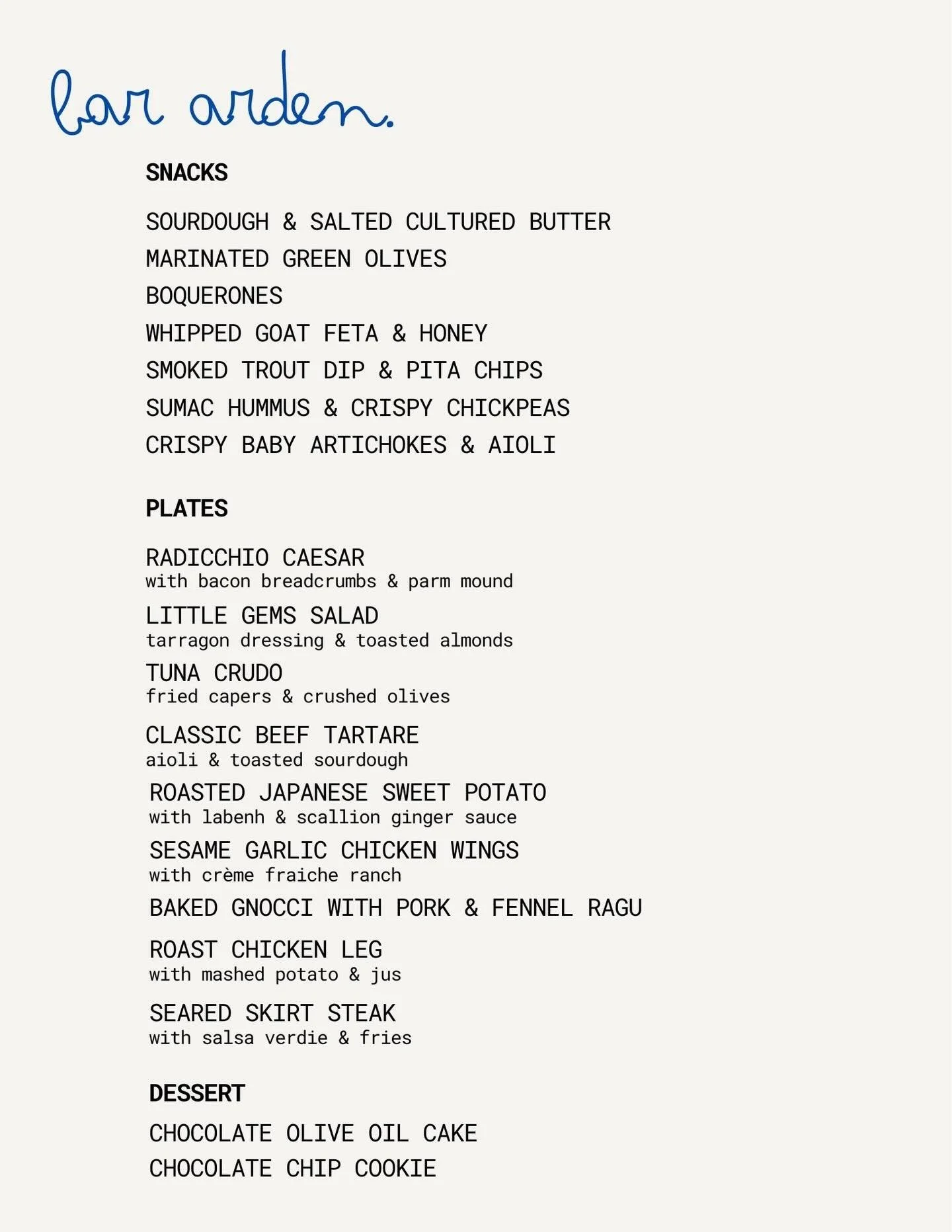 welcome to bar arden. 🐚

beginning feb 13th, join us friday &amp; saturday nights for evenings shaped by a thoughtful dinner menu, craft cocktails &amp; mocktails, &amp; biodynamic wines. 🍷
an easy place to settle in and stay awhile&hellip;

reserv