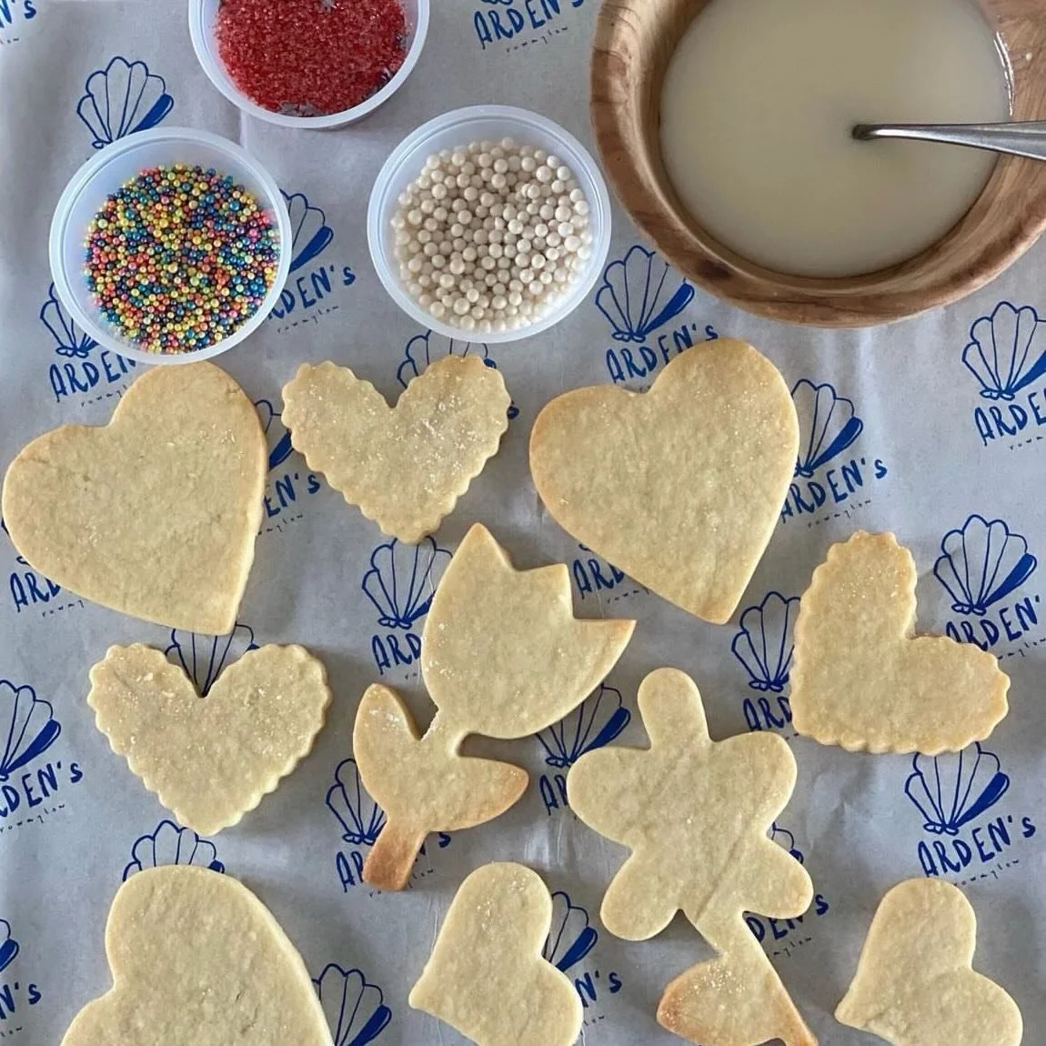 hey sweet things! 💘 we will be selling a limited number of our Valentine&rsquo;s cookie kits at the register all day tomorrow. first come first serve 🍭