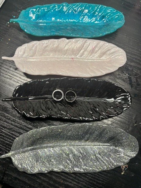 Epoxy Resin Feather shaped trinket dish