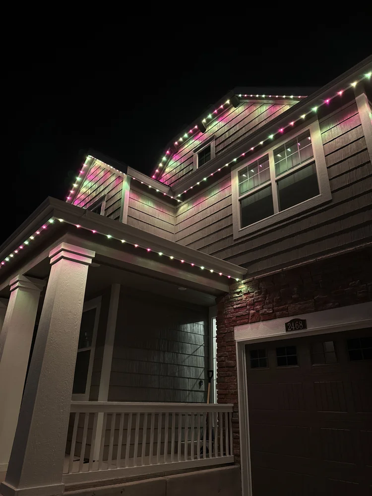 Permanent roofline lighting installed by Shine Lighting