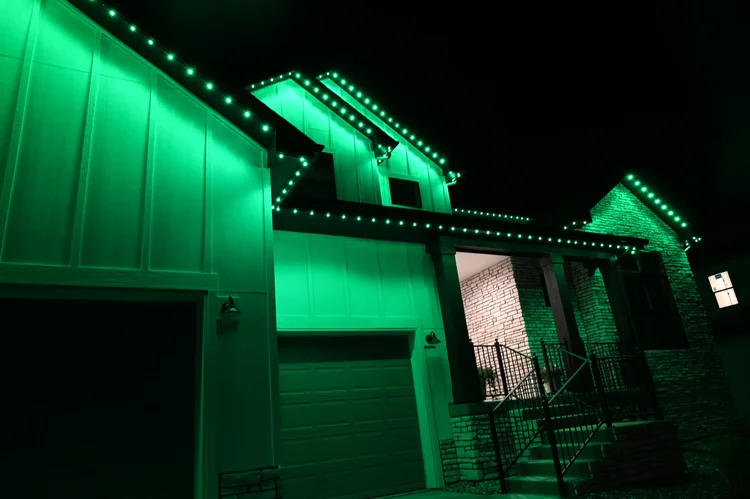 Permanent roofline lighting installed by Shine Lighting
