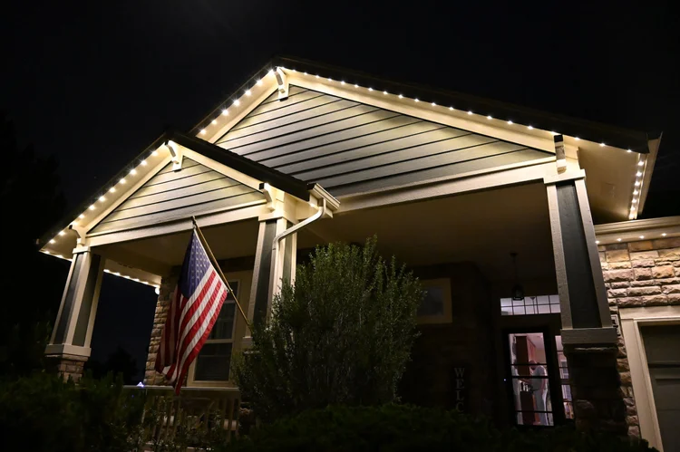 Permanent roofline lighting installed by Shine Lighting