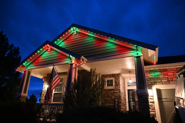 Permanent roofline lighting installed by Shine Lighting