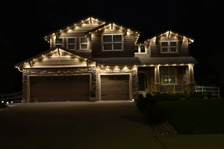 Permanent roofline lighting installed by Shine Lighting