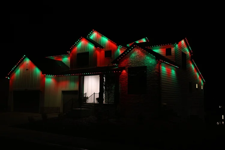 Permanent roofline lighting installed by Shine Lighting