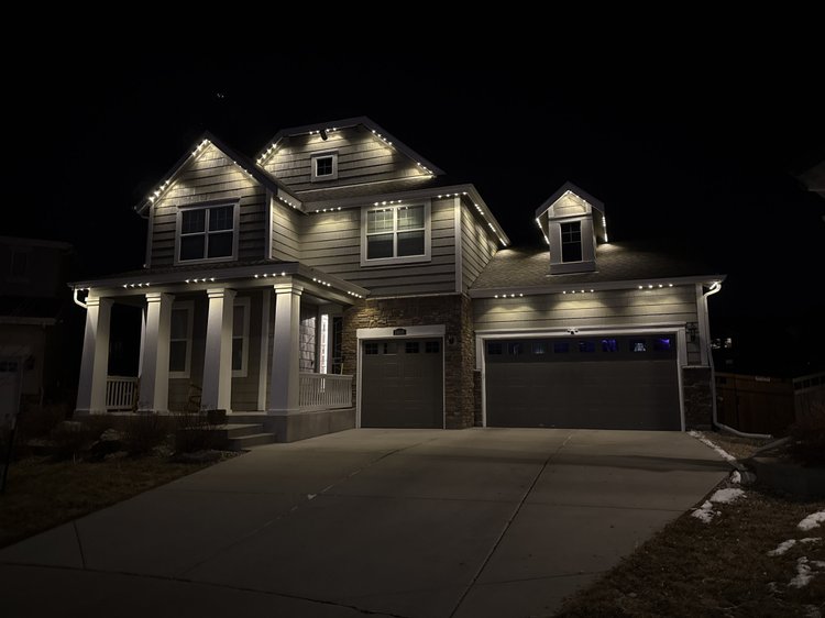 Permanent roofline lighting installed by Shine Lighting