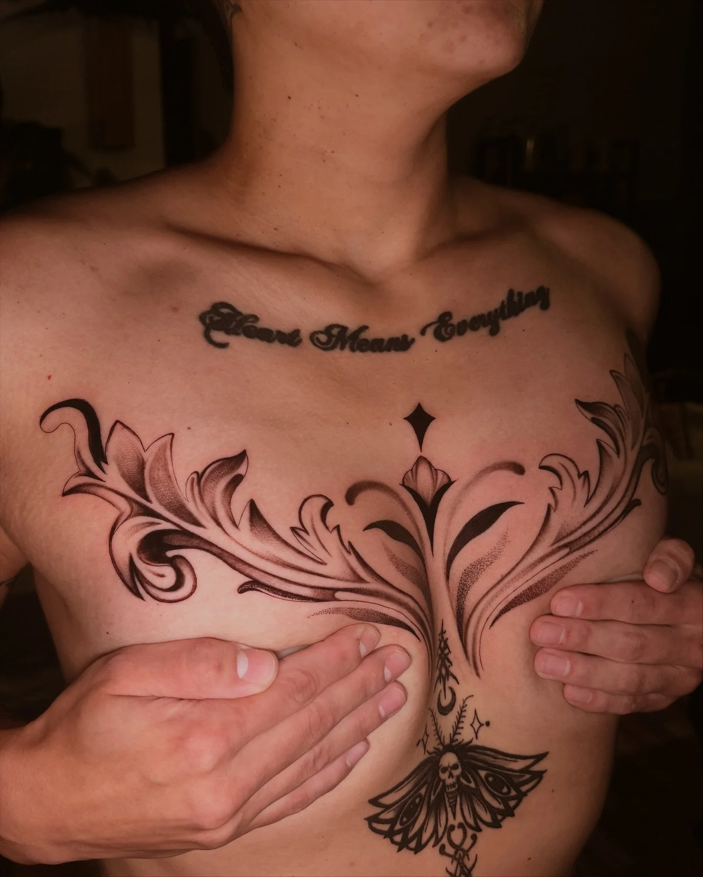 ⟡ #ornamentaltattoo #chesttattoos