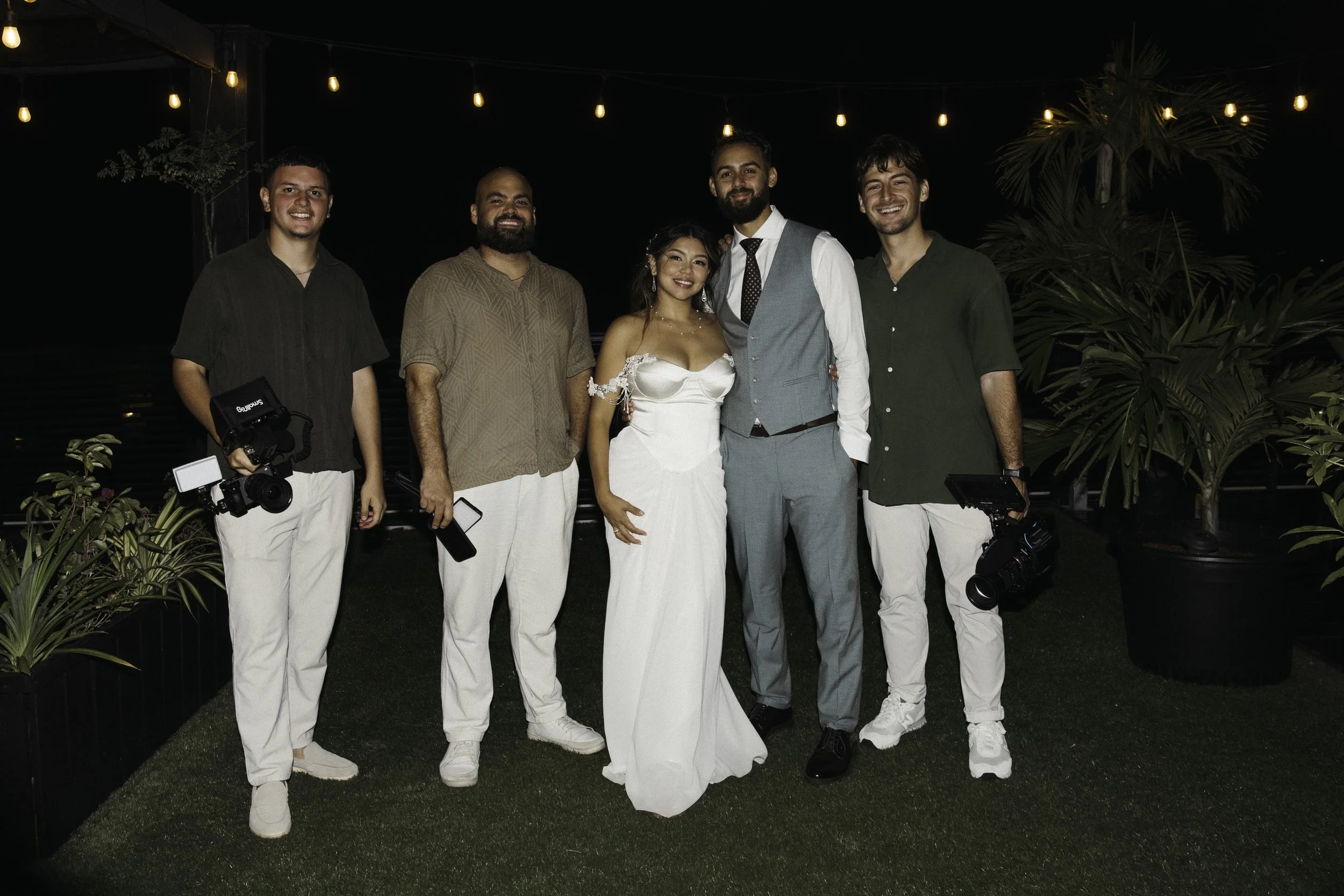 Wedding Films by Mira team with newlyweds on their wedding night in Aruba, destination wedding videographers