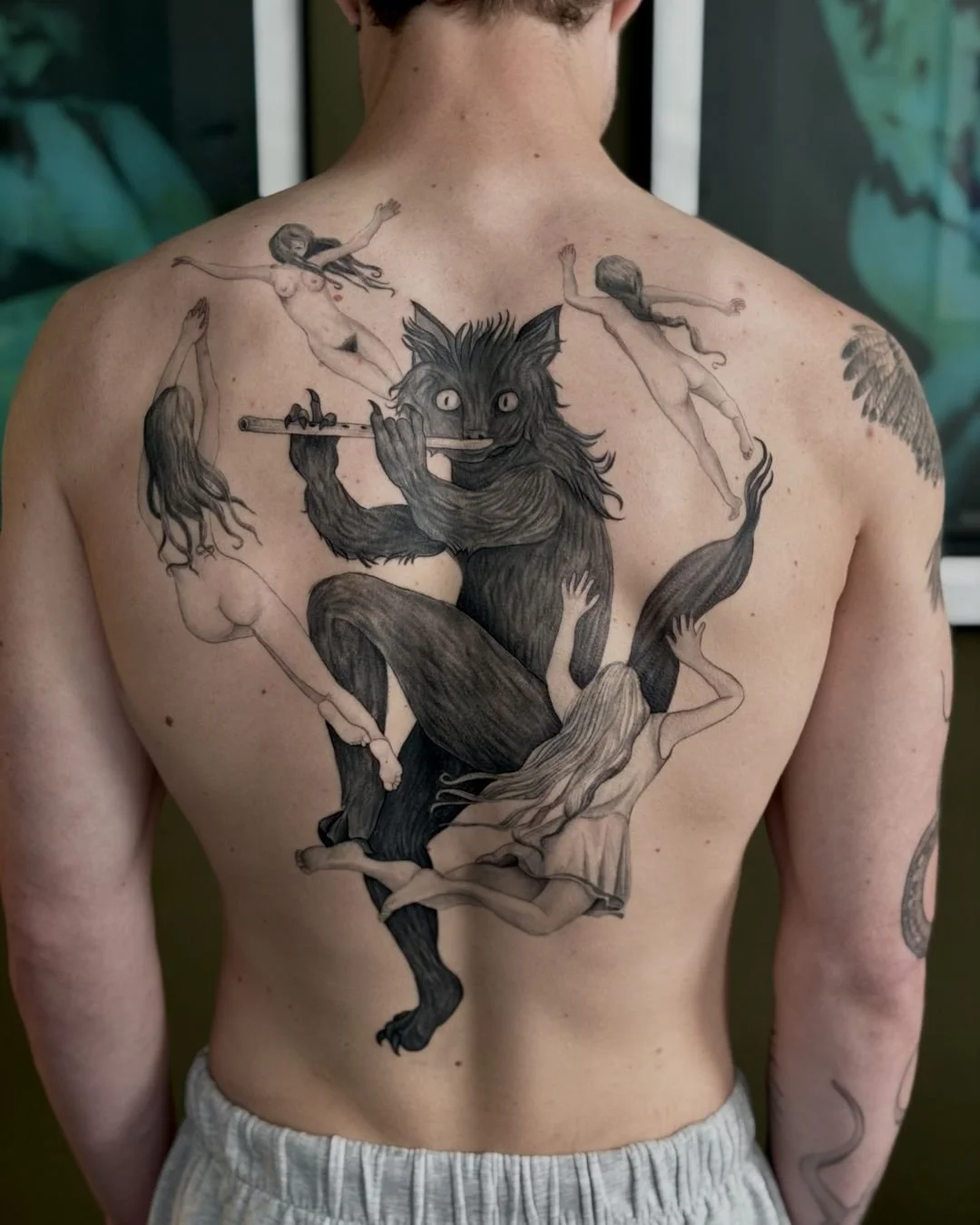 ARTIST: SG INK, illustrative cat riddler— back piece