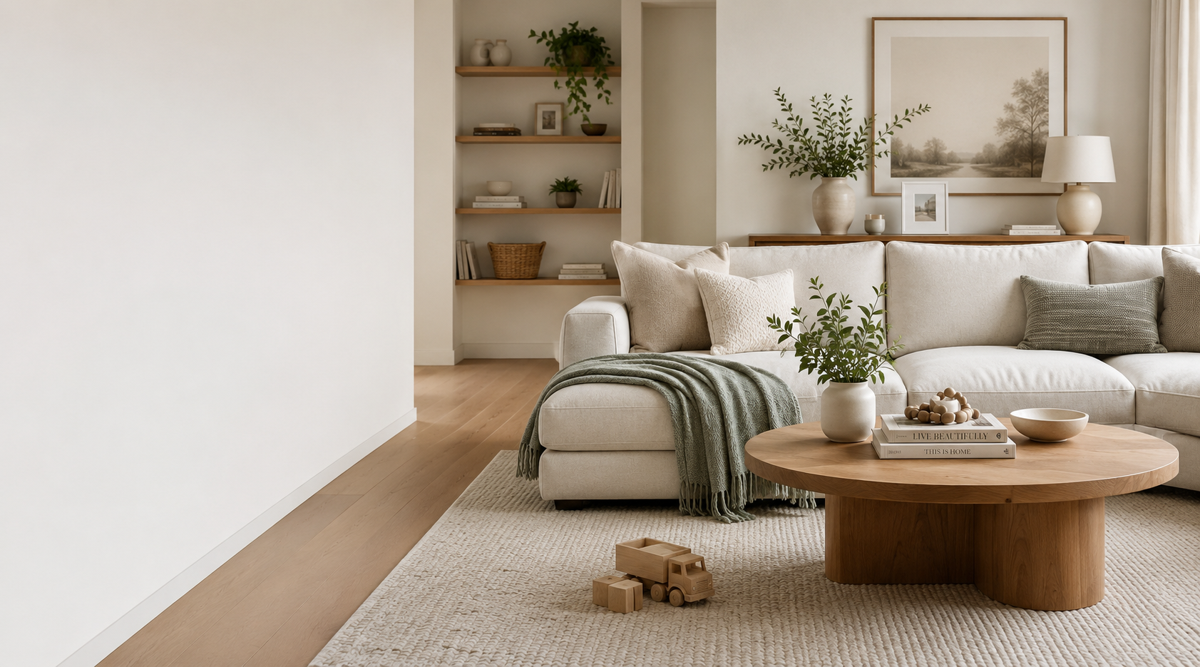 Clean and comfortable living room representing Vintage Cleaning house cleaning services in Northern Utah