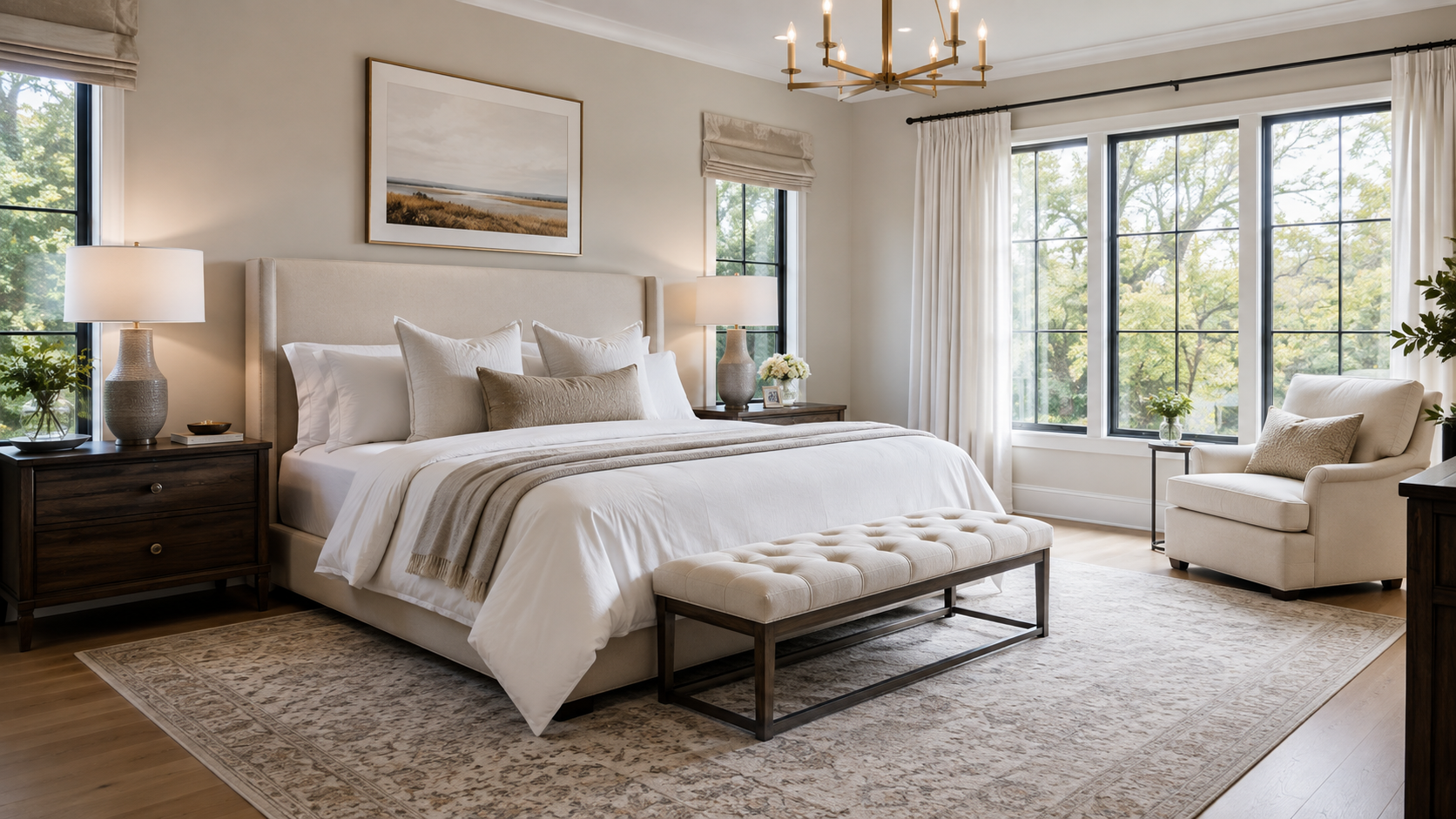 Clean bedroom representing house cleaning services in Park City and Heber City, Utah