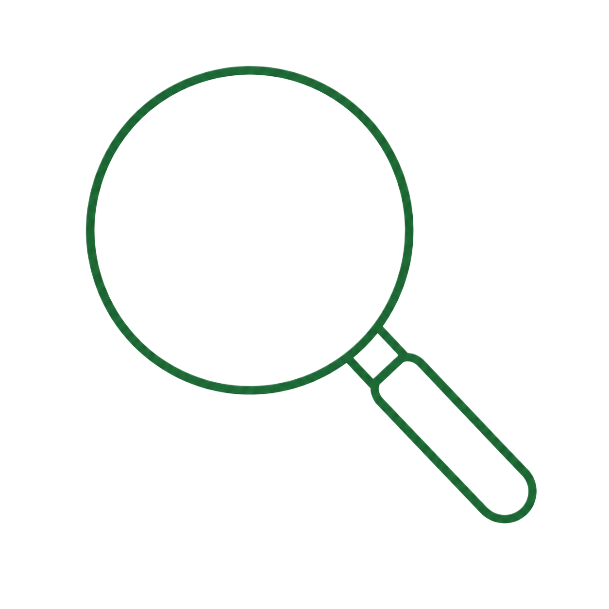 Magnifying glass icon representing an assessment of the customer’s space.