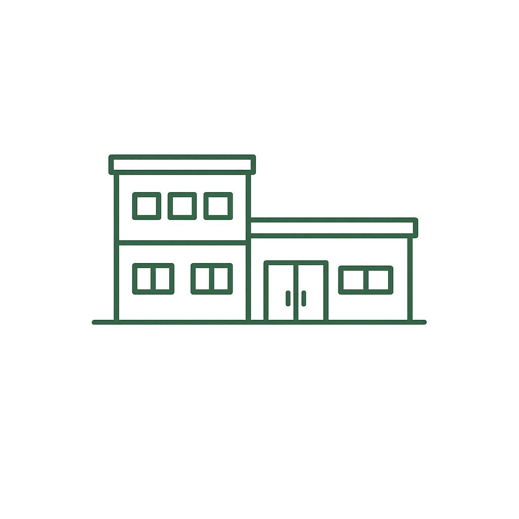 Office building icon representing commercial cleaning services.