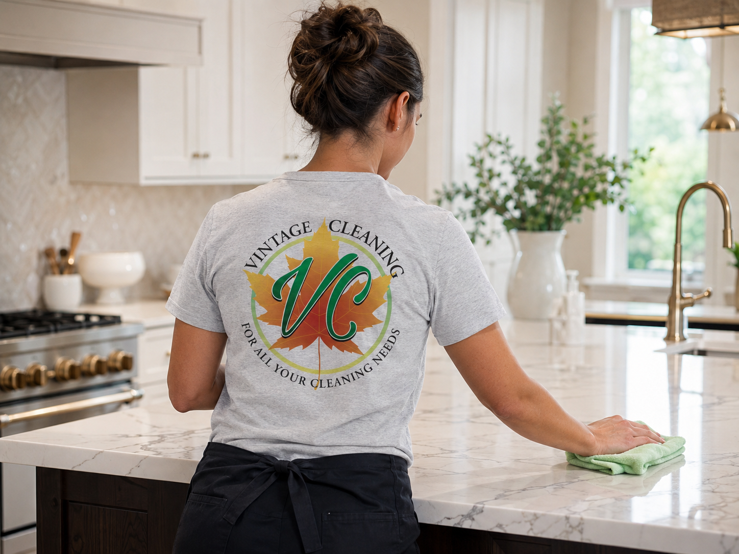 Vintage Cleaning team member providing professional house cleaning services in Northern Utah