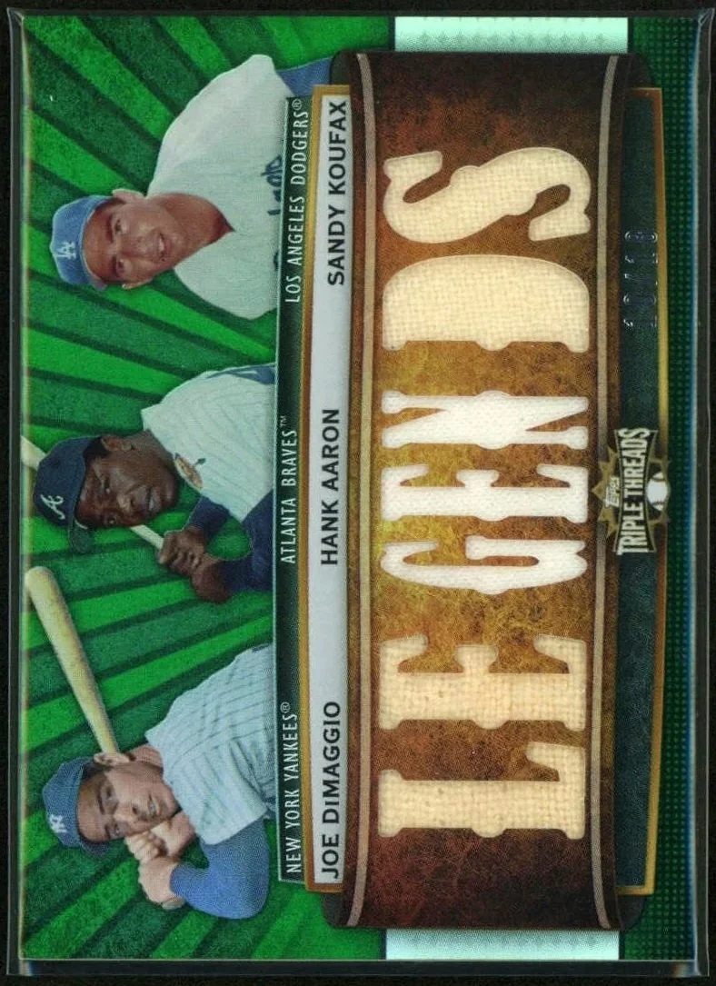 2011 Topps Triple Thread Legends #TTRC-60 Joe DiMaggio, Hank Aaron, Sandy Koufax 10/10
