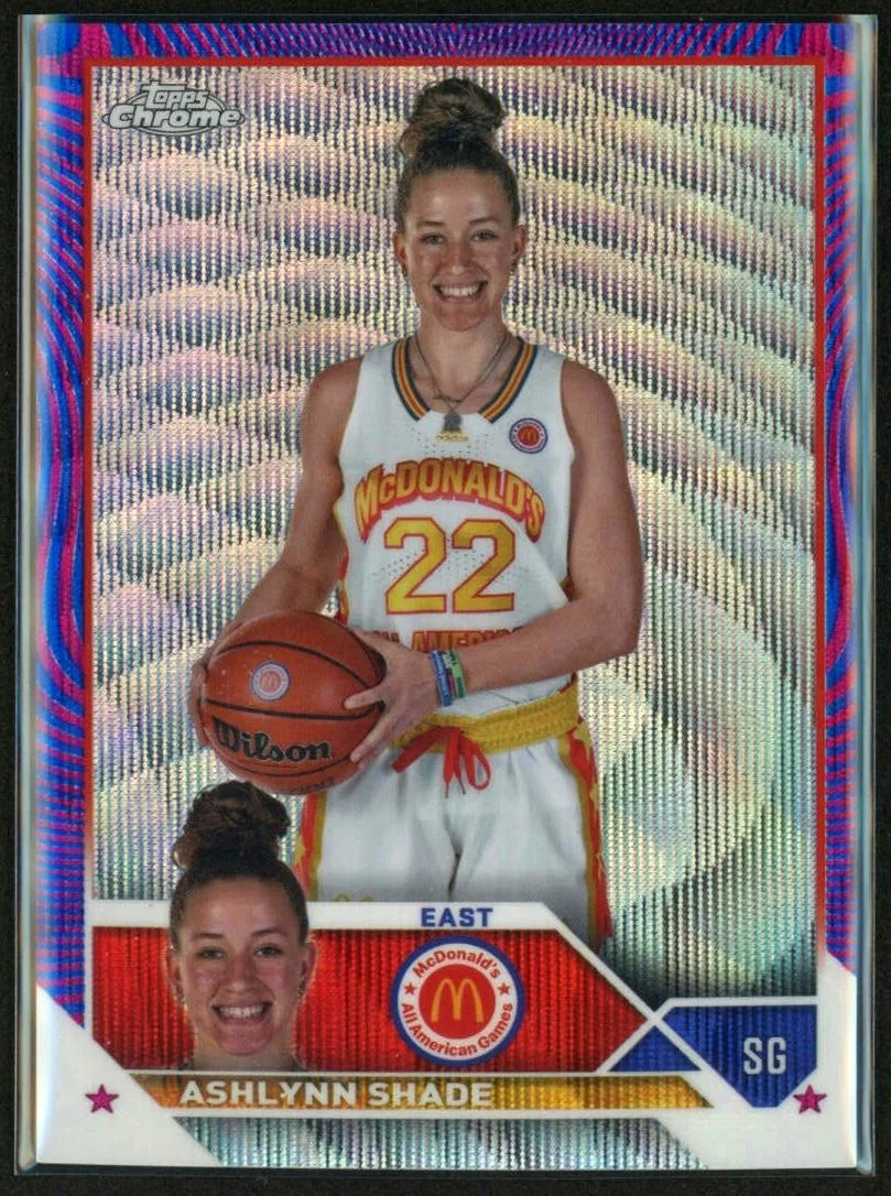 2023 Topps Chrome McDonalds #84 Ashlynn Shade Purple Wave Refractor 017/125