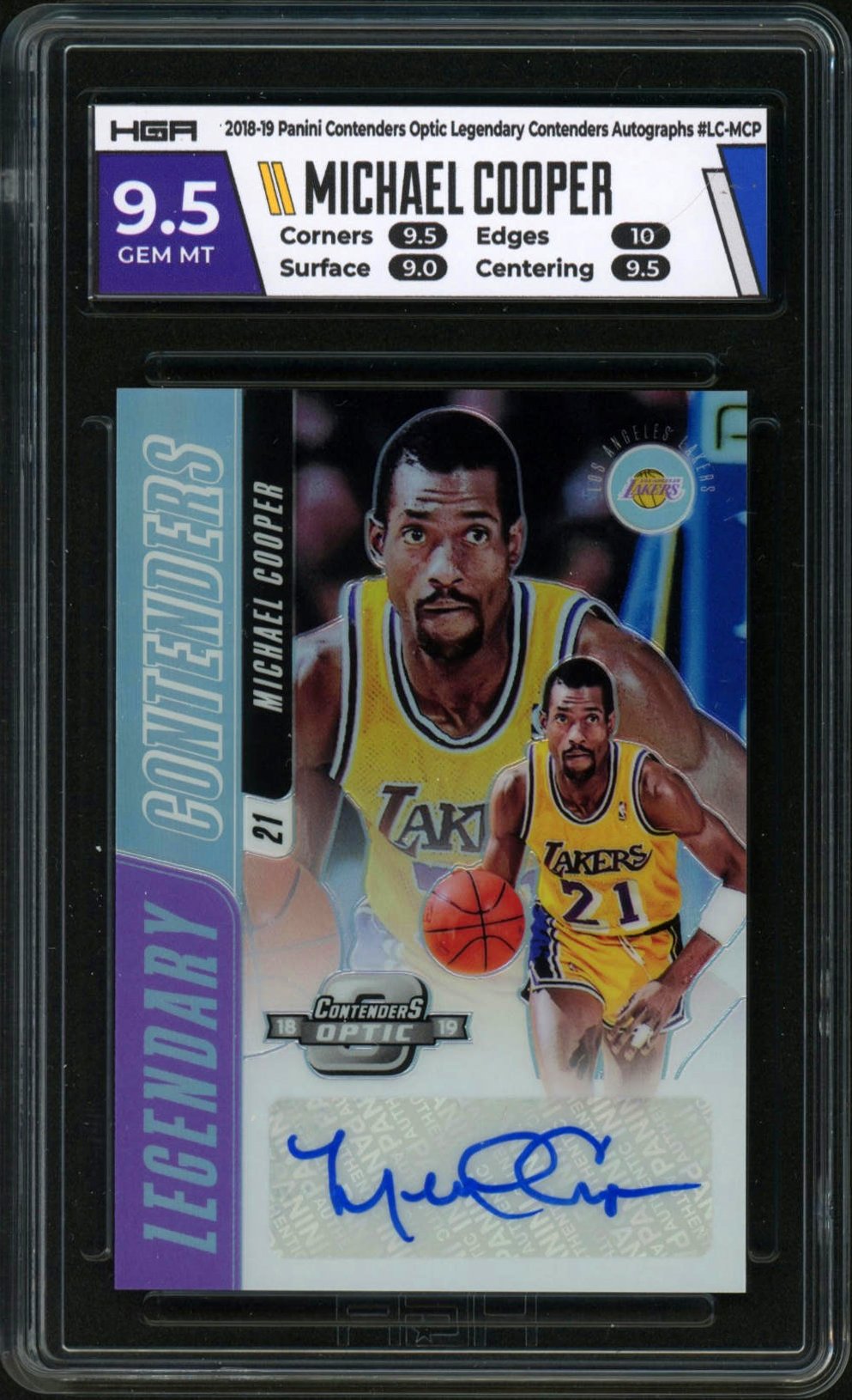 2018-19 Panini Contenders Optic Legendary Autographs #38 Michael Cooper 59/99 HGA 9.5