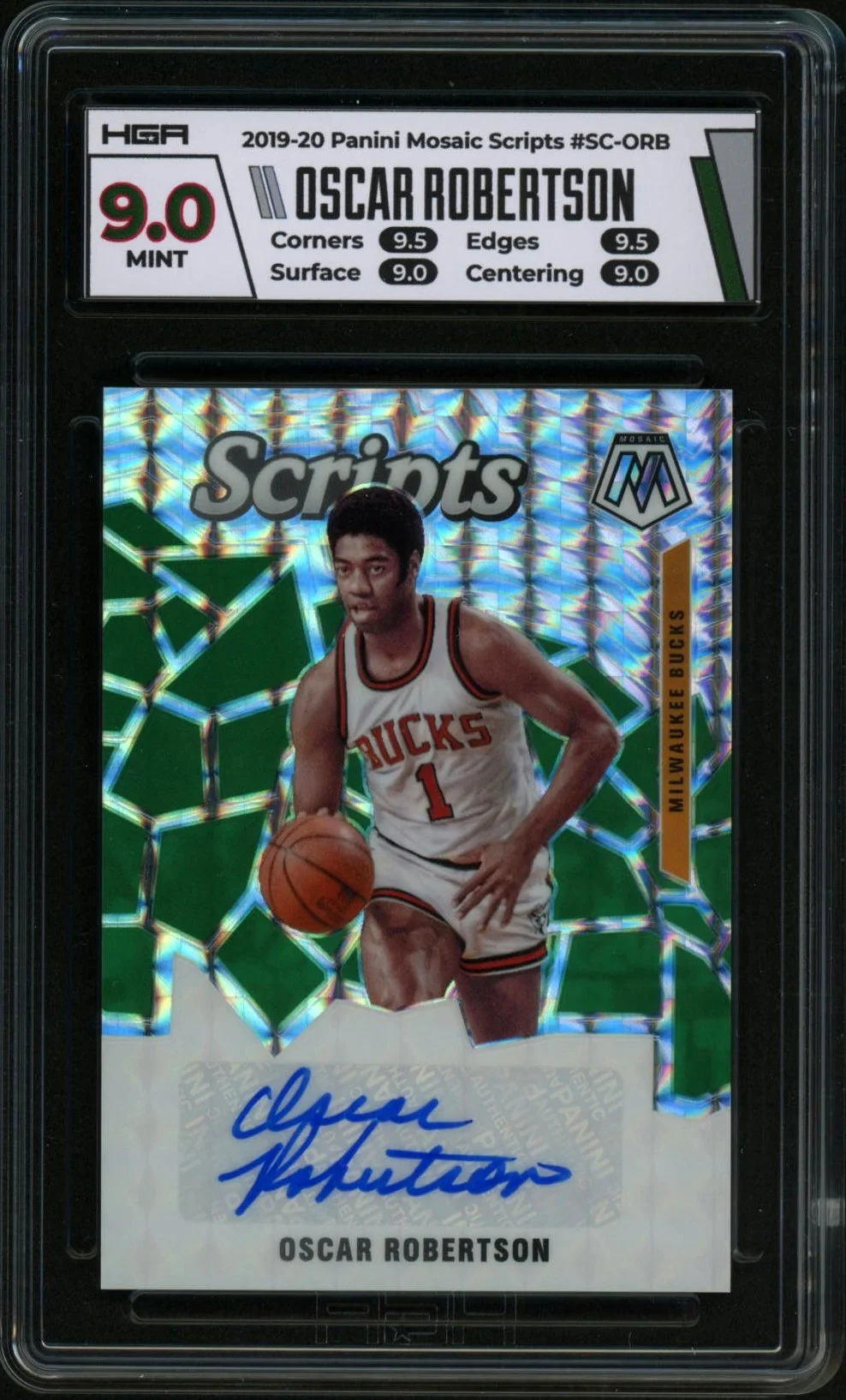 2019-20 Panini Mosaic Scripts Orange #42 Oscar Robertson HGA 9 ATUO 10