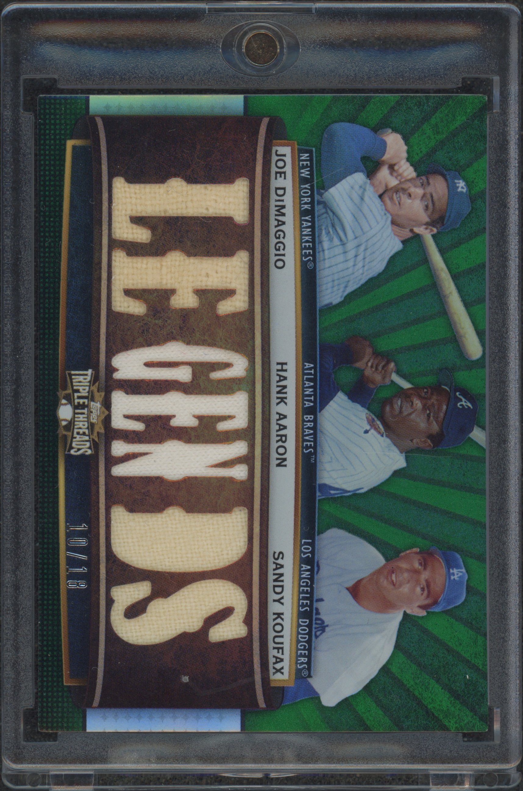 2011 Topps Triple Thread Legends #TTRC-60 Joe DiMaggio, Hank Aaron, Sandy Koufax 10/10
