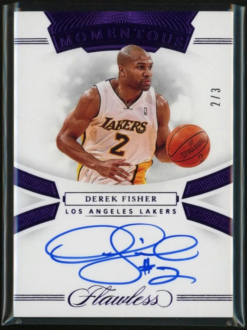 2019-20 Panini Flawless Momentous Autographs Amethyst #29 Derek Fisher 2/3
