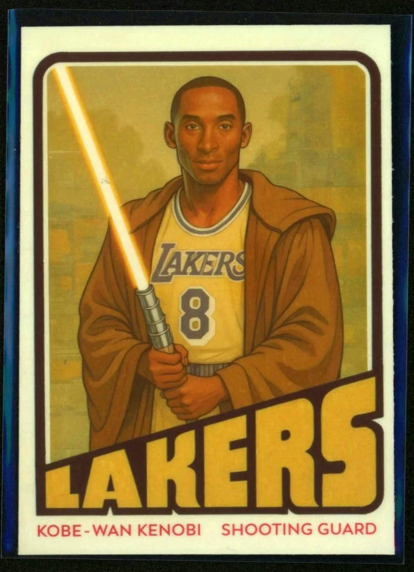 Kobe Bryant Nickname Kobe-Wan Kenobi Facsimile Reprint Card Refractor