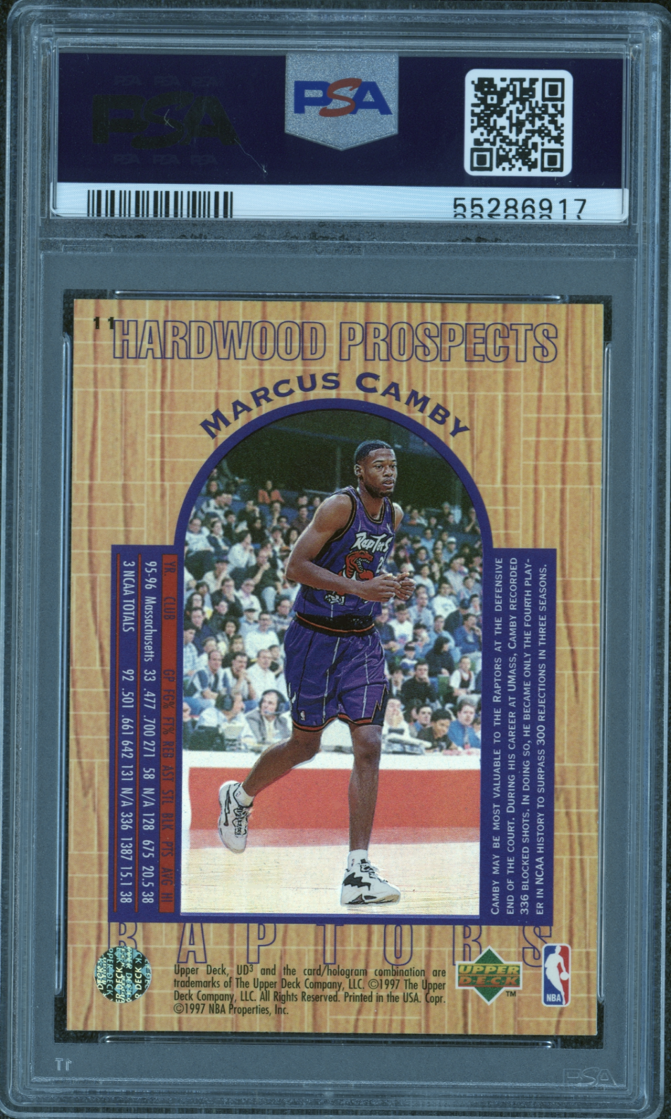 1996 UD3 #11 Marcus Camby PSA 10_2.png