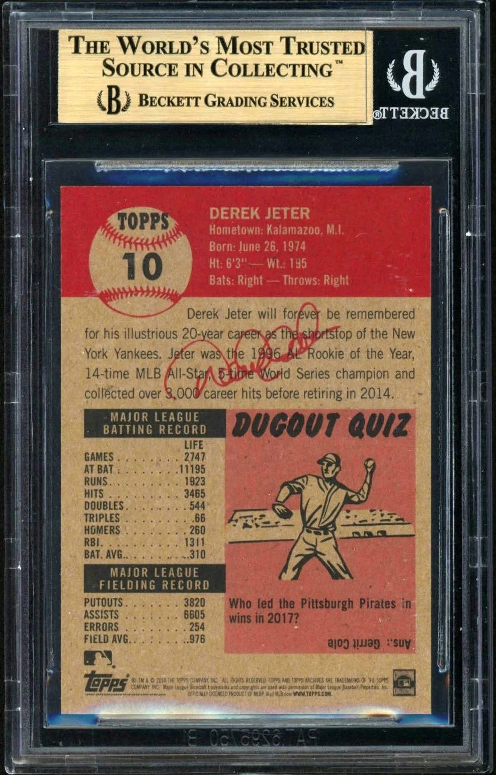 2018 Topps Living #10 Derek Jeter BGS 9.5_2.jpg