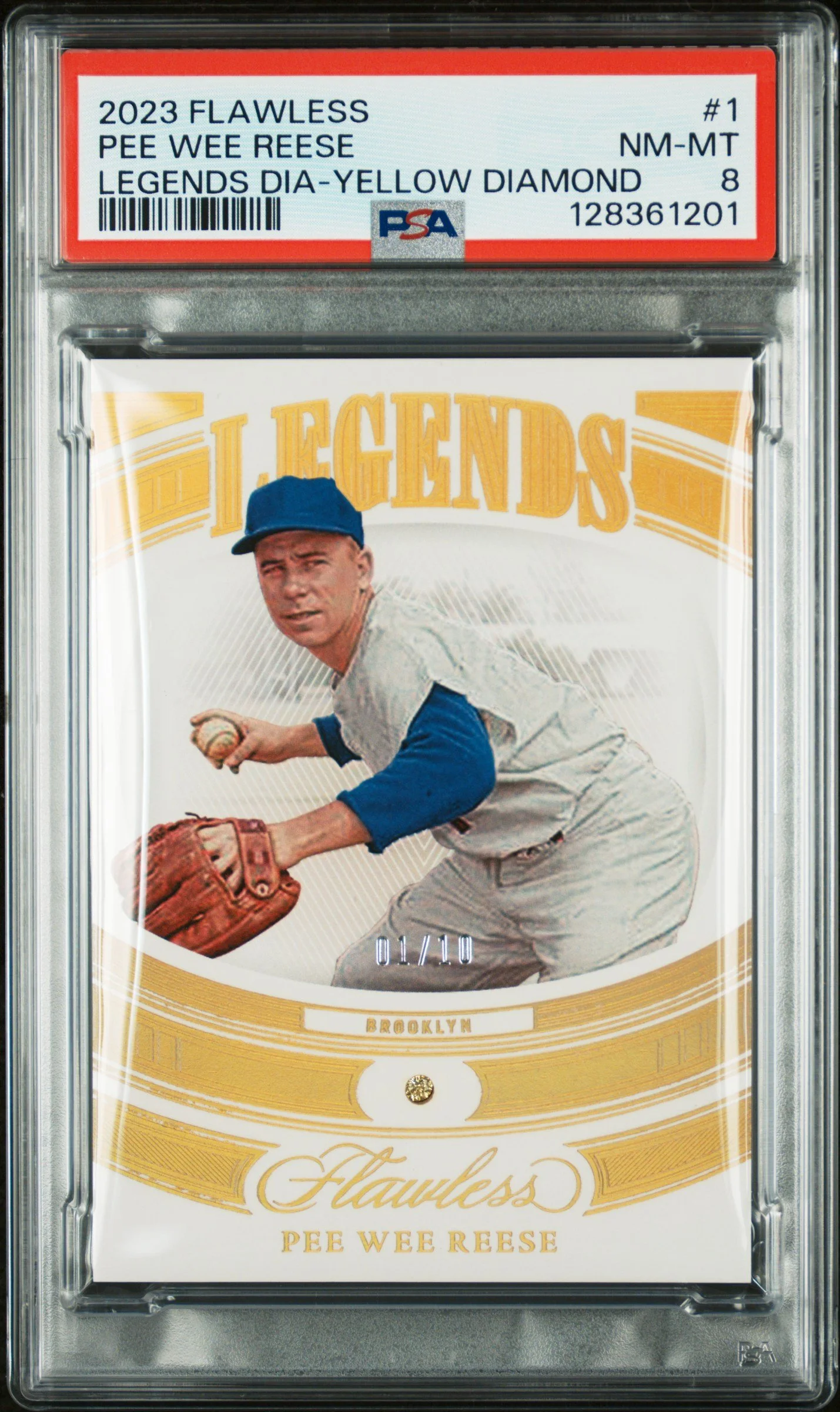 2023 Panini Flawless Legends #1 Pee Wee Reese 01/10 PSA 8