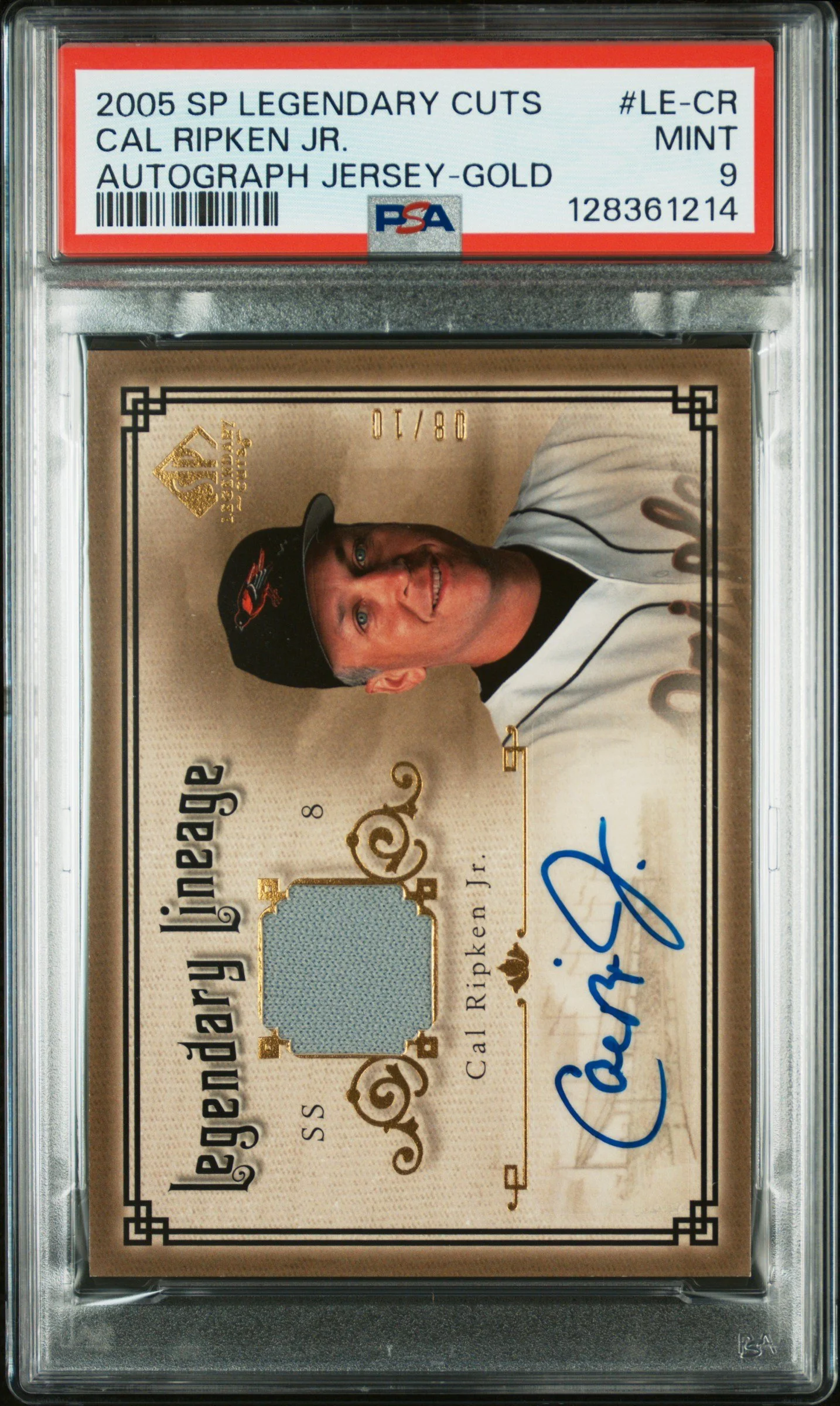 2005 SP Legendary Cuts Cal Ripken Legendary Lineage Auto/Jersey 8/10 PSA 9
