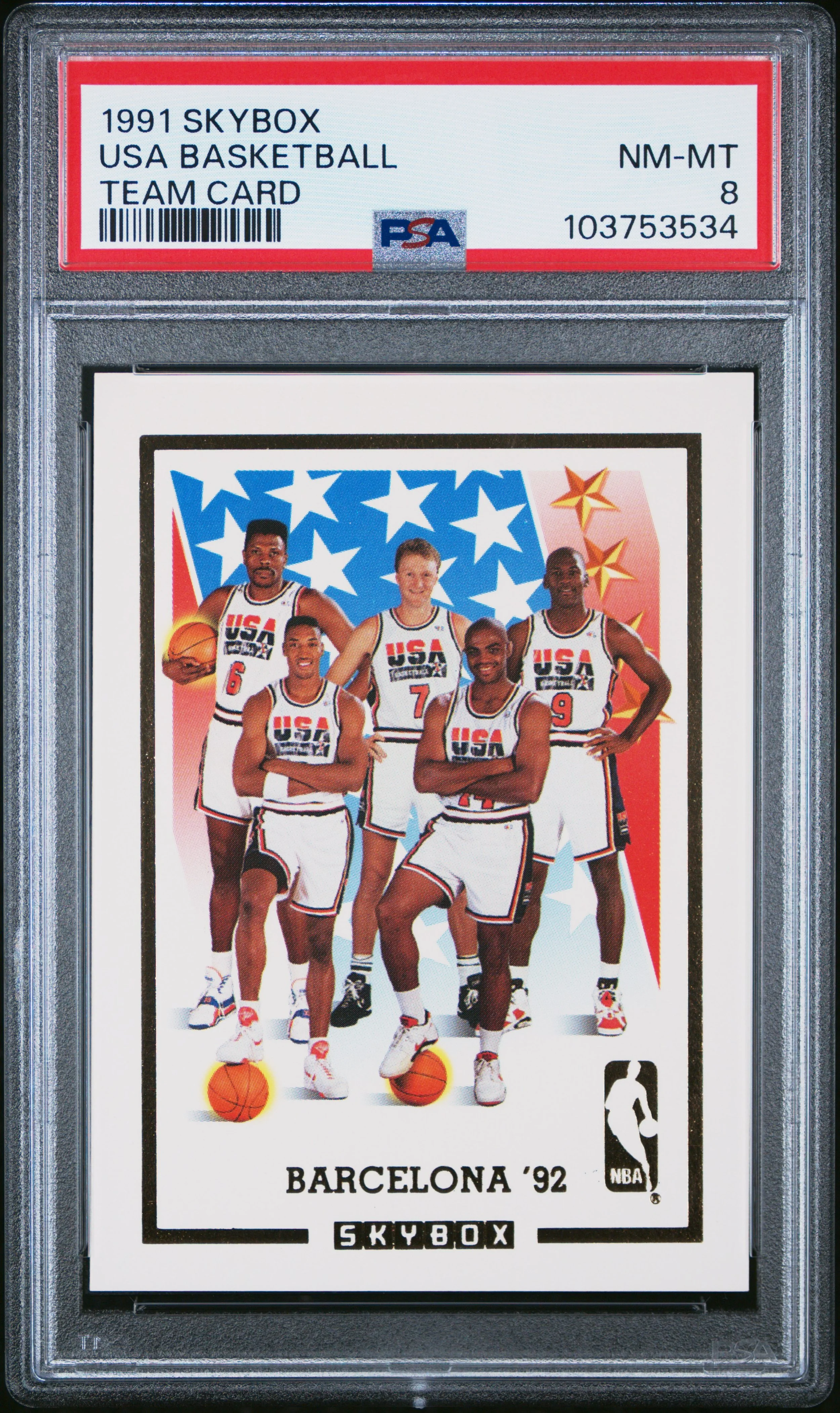 1991 Skybox USA Basketball Team Card PSA 8