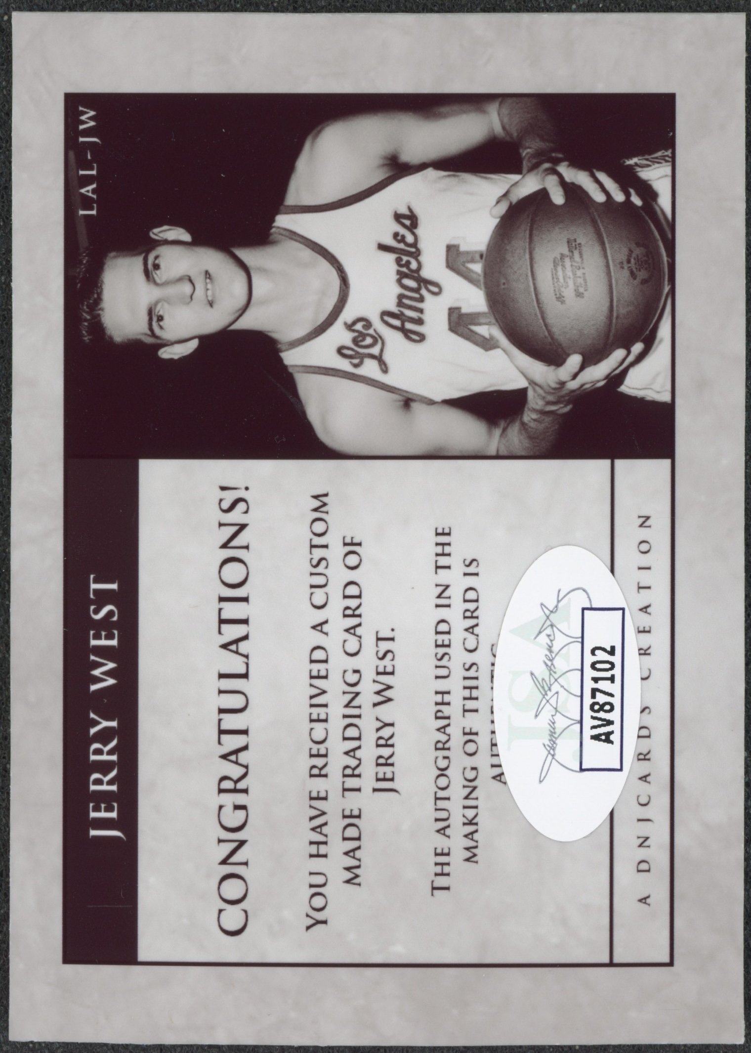 Jerry West Signed Auto Custom Cut Card 1:1 COA JSA_2.jpeg