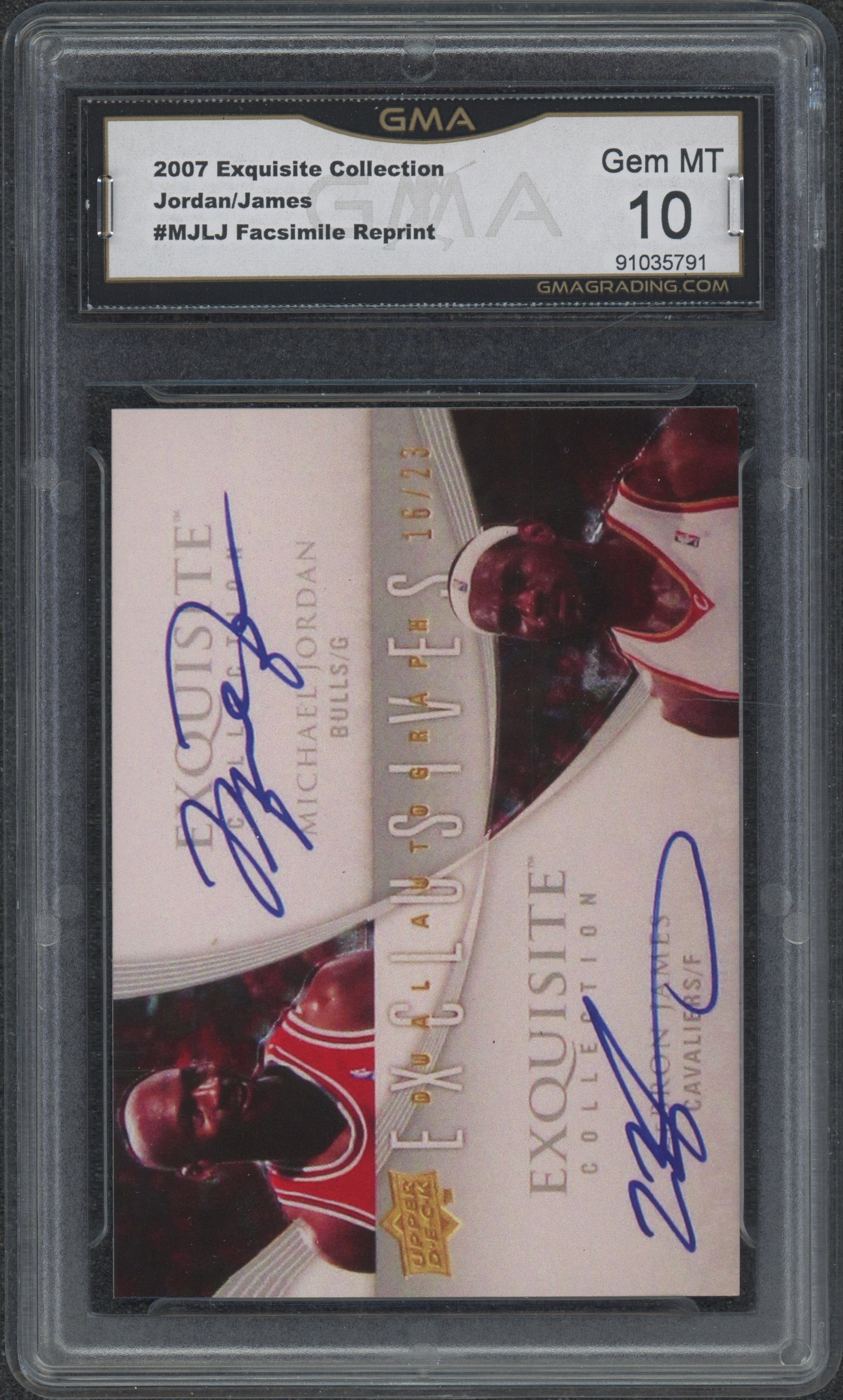 2007 Exquisite Collection Michael Jordan / LeBron James #MJLJ Facsimile Reprint GMA 10
