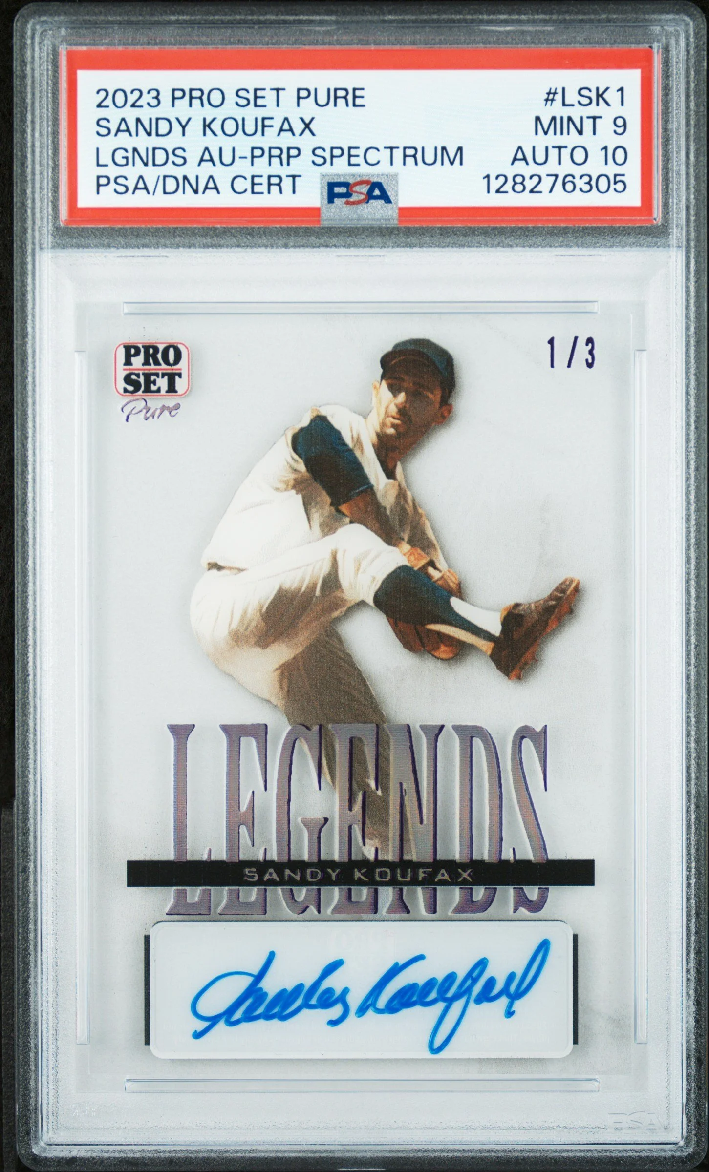 2023 Leaf Pro Set Pure Legends Purple Auto L-SK1 Sandy Koufax 1/3 PSA 9 AUTO 10