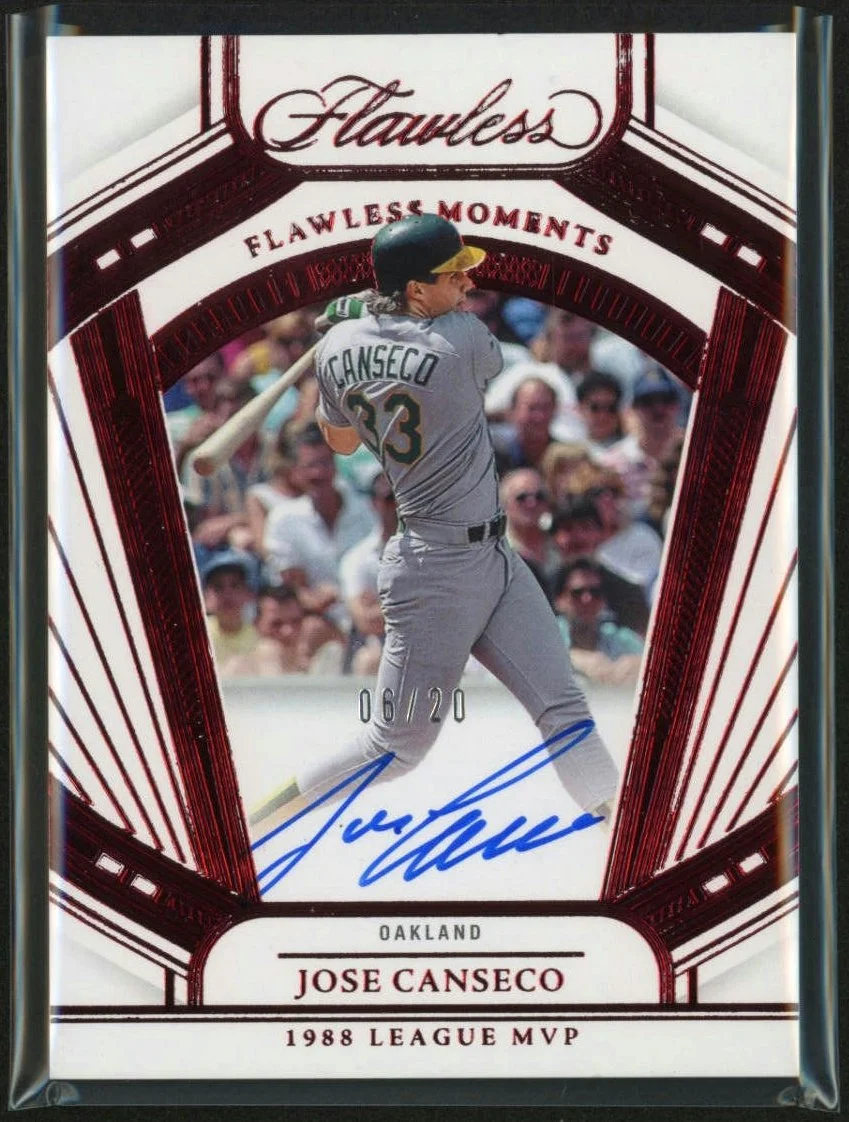2024 Panini Flawless #FMR-JC Jose Canseco Ruby Red Flawless Moments Auto 06/20