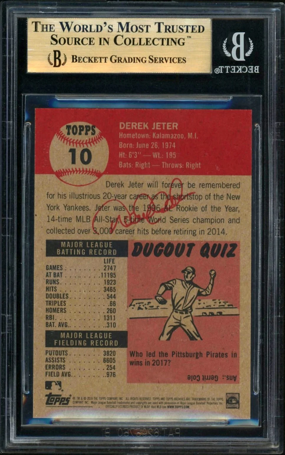 2018 Topps Living #10 Derek Jeter BGS 9.5_2.jpg