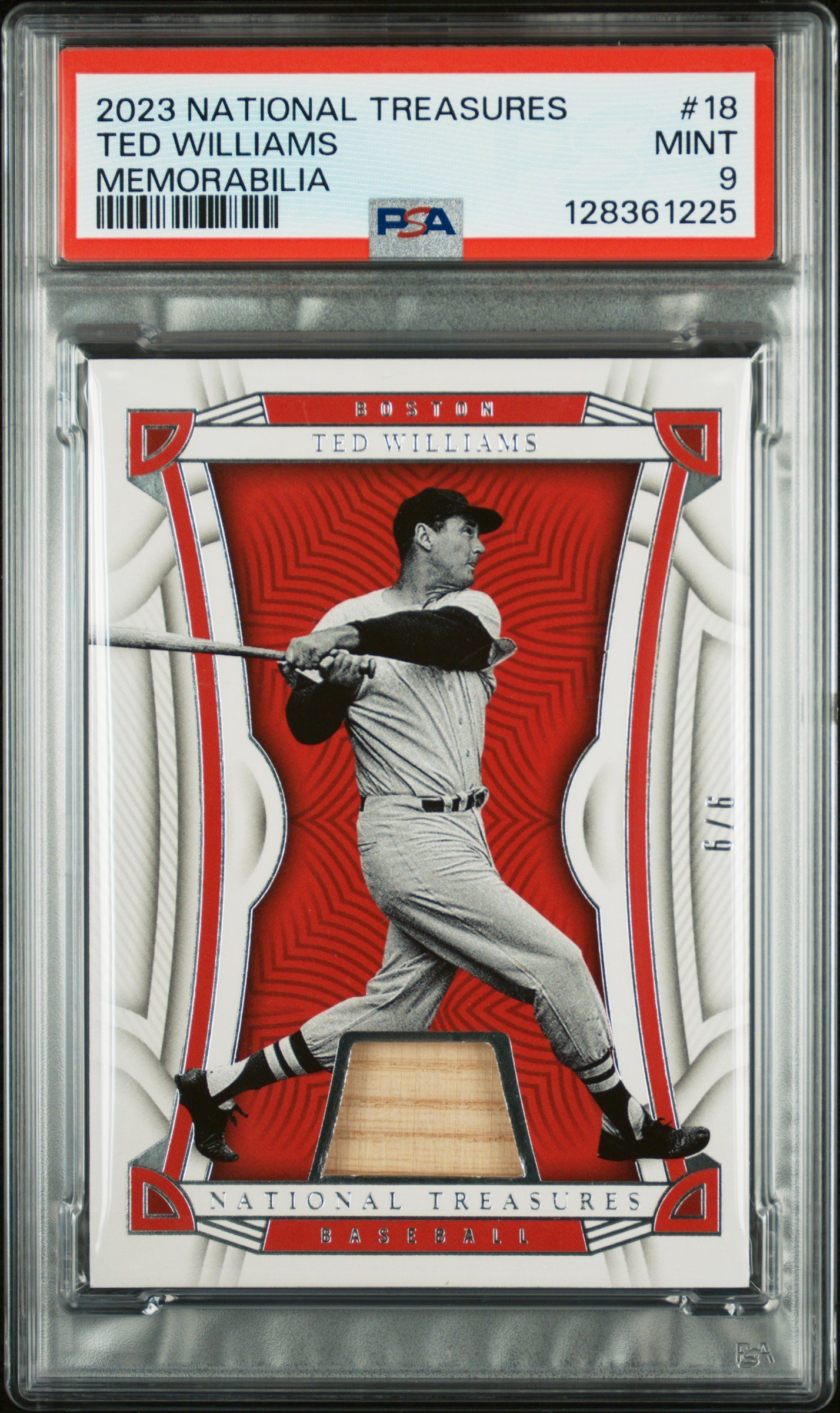 2023 Panini National Treasures #18 Ted Williams Memorabilia 9/9 PSA 9